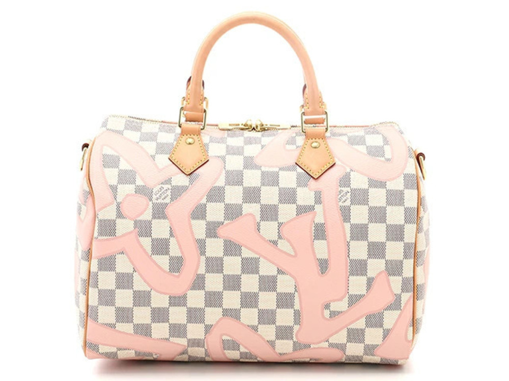 LOUIS VUITTON Speedy Bandouliere Shoulder Bag Damier Azur White